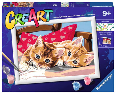 Ravensburger Creart Painting en el número dos abrazados gatos