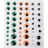 Creativ company ojos saltones, autoadhesivo, d 6+8+10+12+15 mm, verde, naranja, blanco, 54 piezas, 1 hoja