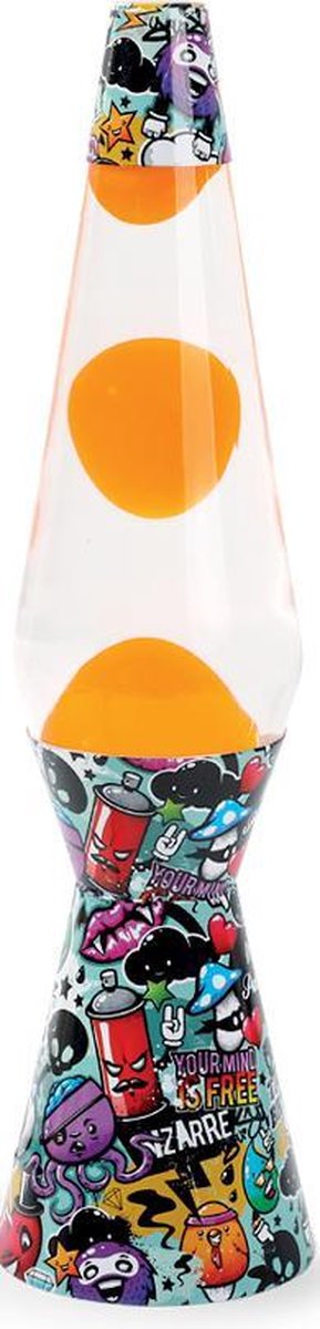 Lampada lava I-total - lampada lava - lampada d'atmosfera - 40x9,2 cm - vetro alluminio - 30w - urban graffiti - xl1774
