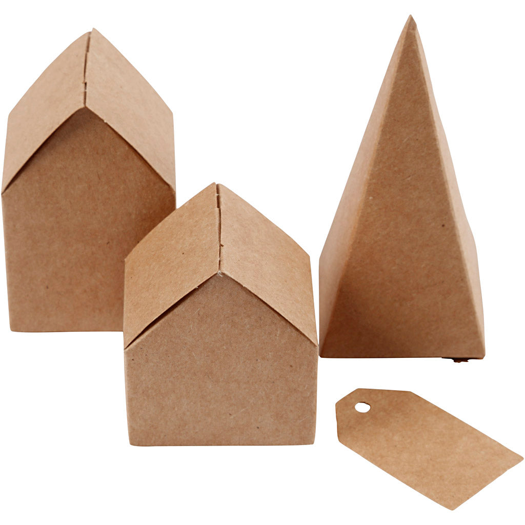 Set di cartone di case e alberi