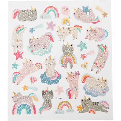Pegatinas Creativ Company, gatos unicornio, hoja 15x16,5 cm, 1 hoja