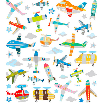 Pegatinas de la empresa Creativ, aviones y helicópteros, hoja 15x16,5 cm, aprox. 42 piezas, 1 hoja