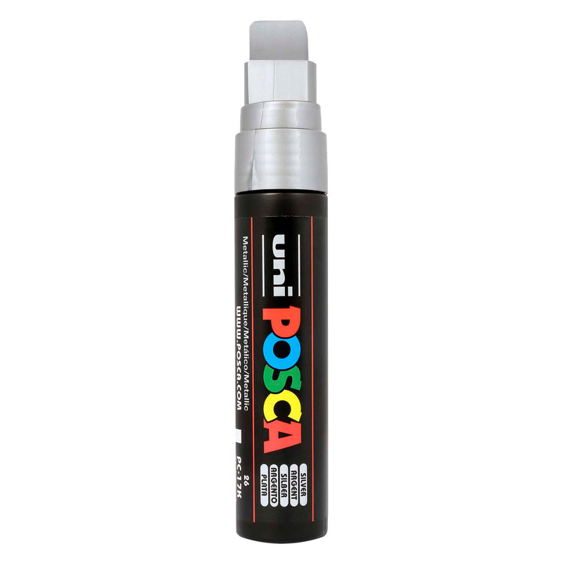 Uni posca verfmarker 17k zilver - blokpunt 15mm