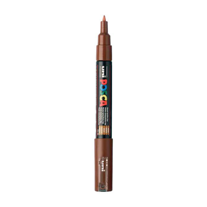 Marcador POSCA uni-Posca, AFM PC-1M, espesor de línea 0.7 mm, extra-fines, marrón, 1 pieza