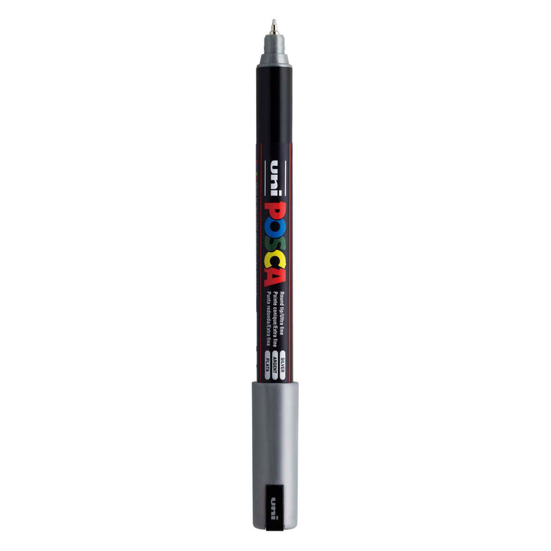 UNI-POSCA POSCA MARKER, AFM PC-1MR, spessore della linea 0,7 mm, extra-fine, argento, 1 pezzo