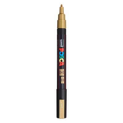 UNI-POSCA Posca Marker, AFM PC-3M, spessore della linea 0,9-1,3 mm, fine, oro, 1 pezzo