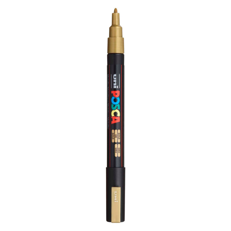 UNI-POSCA Posca Marker, AFM PC-3M, spessore della linea 0,9-1,3 mm, fine, oro, 1 pezzo