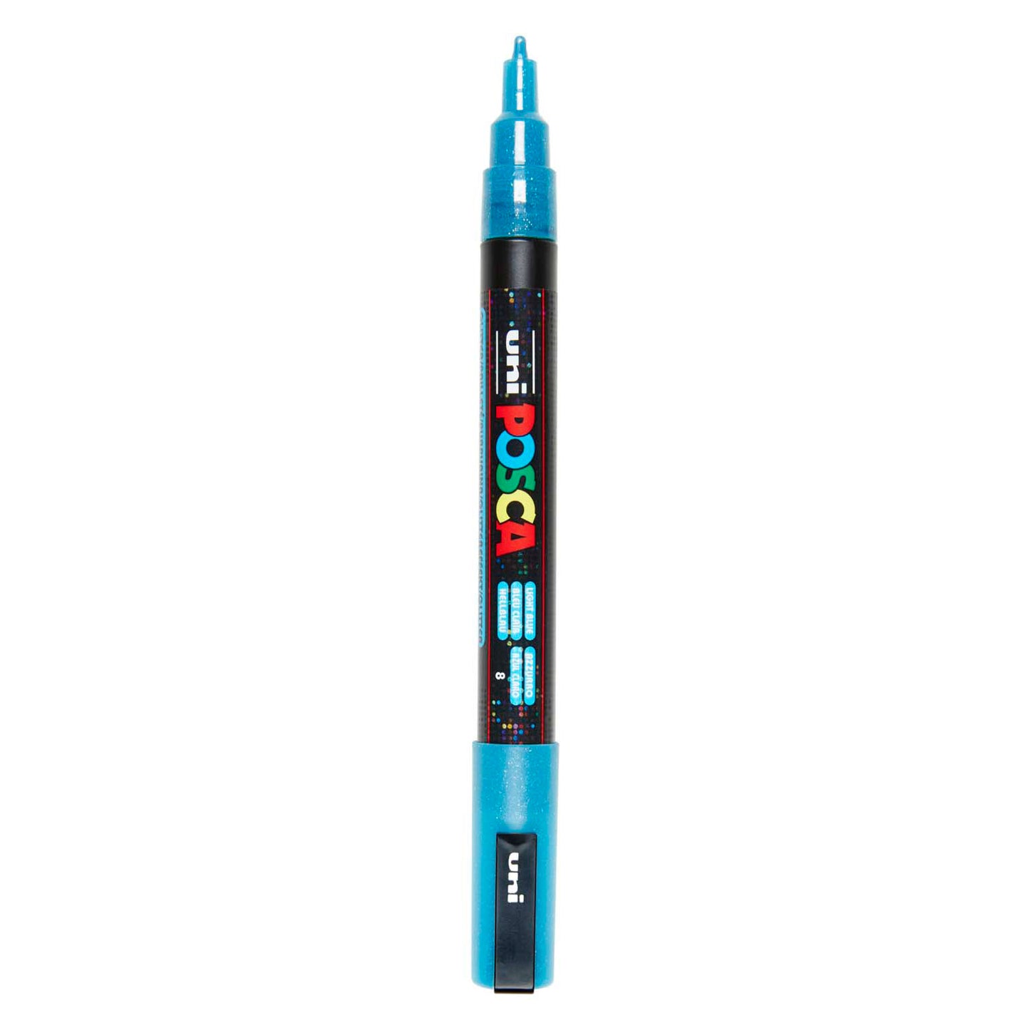 Pennarello Uni posca pc3m glitter azzurro - punta tonda fino a 1,3 mm