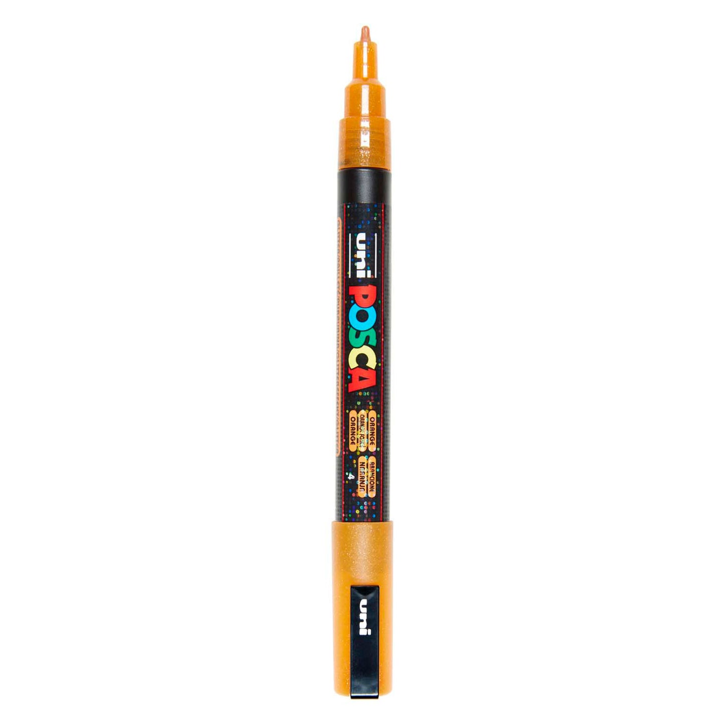 Pennarello Uni posca pc3m glitter arancione - punta tonda fino a 1,3 mm