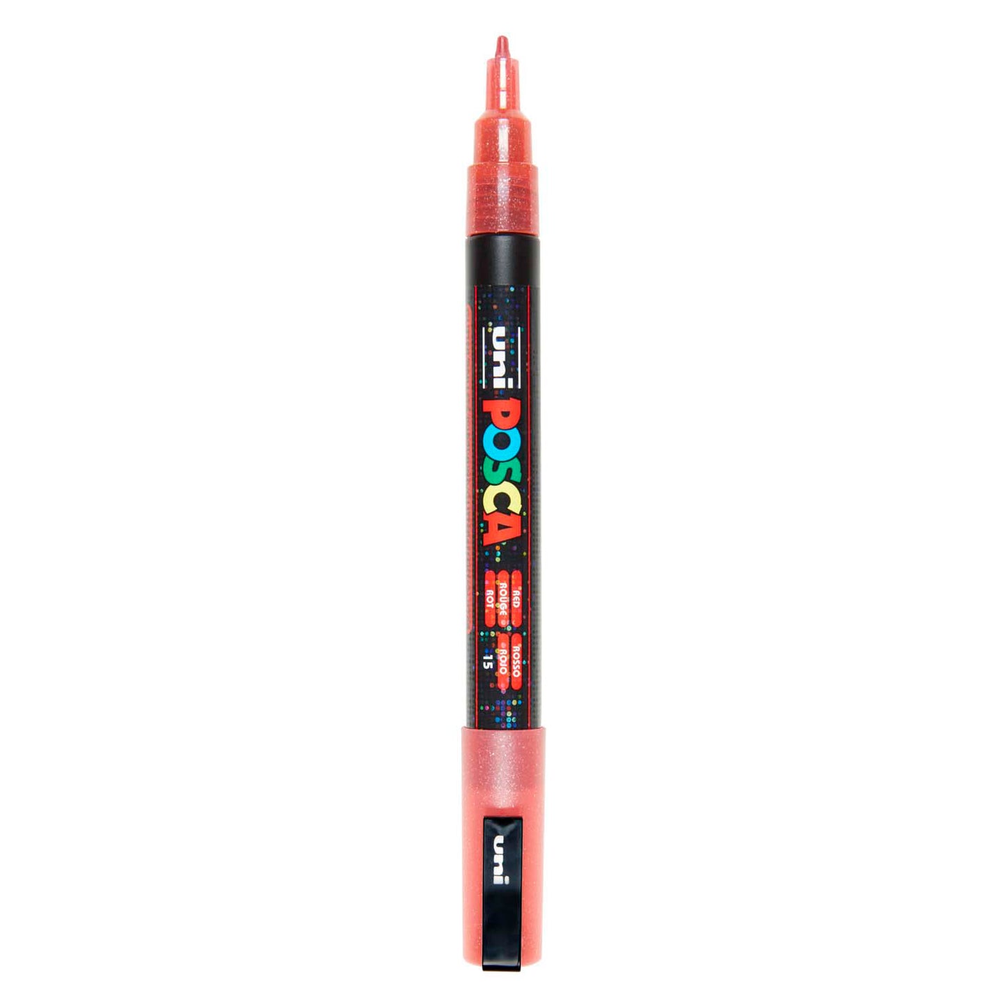 Pennarello a vernice Uni posca pc3m glitter rosso - punta tonda fino a 1,3 mm