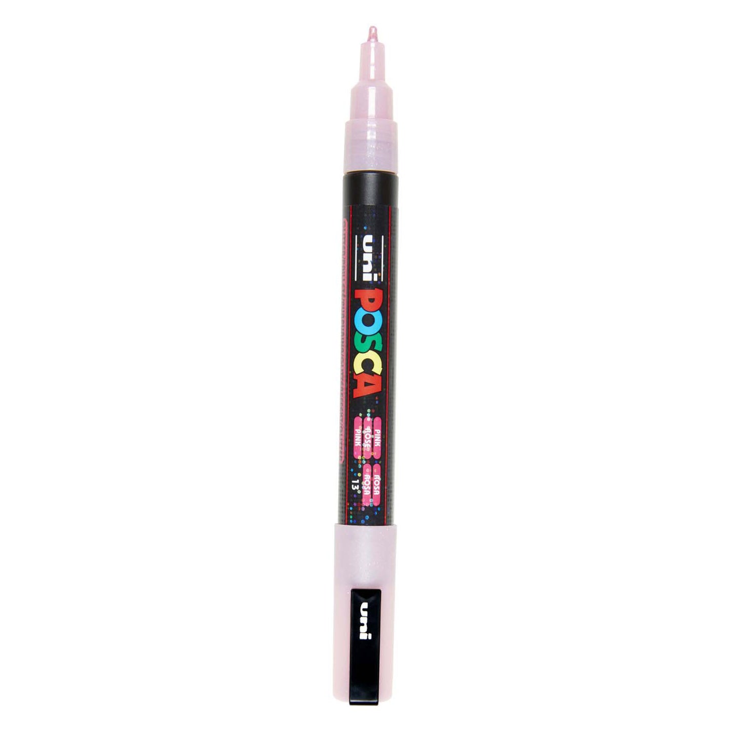 Pennarello Uni posca pc3m glitter rosa - punta tonda fino a 1,3 mm