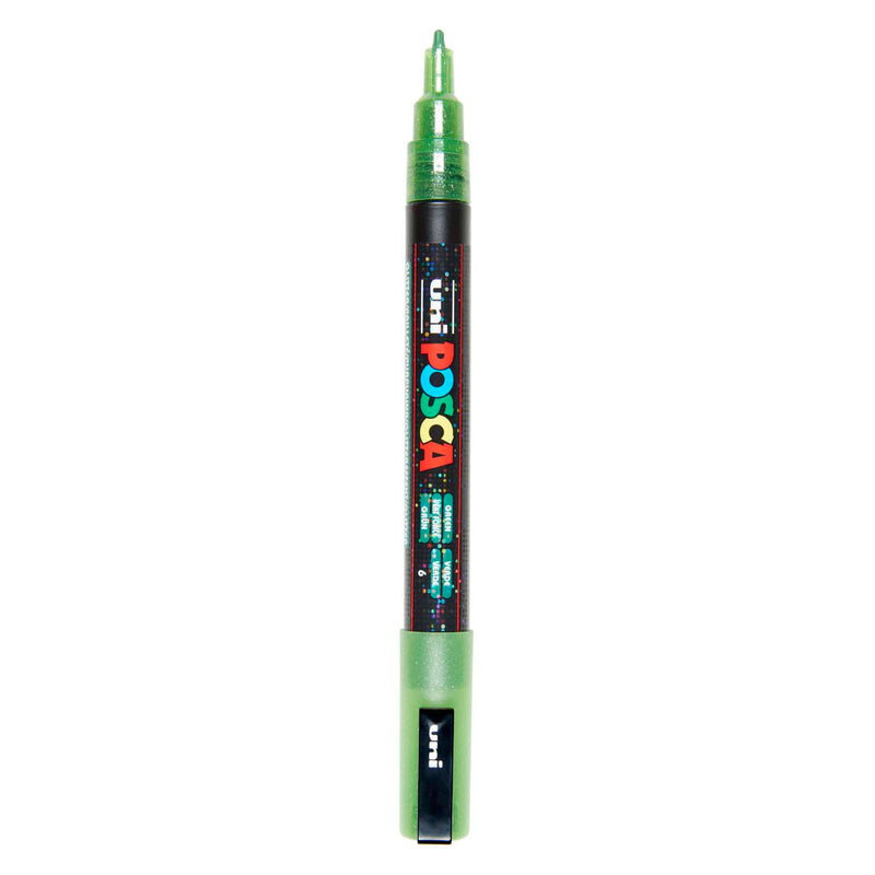Pennarello Uni posca pc3m glitter verde chiaro - punta tonda fino a 1,3 mm