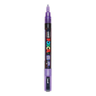 Pennarello Uni posca pc3m glitter viola - punta tonda fino a 1,3 mm