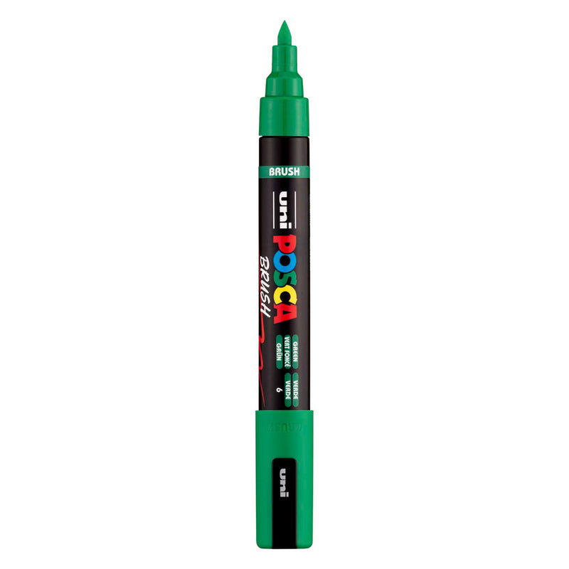 Uni posca brushmarker pc5br groen - brushpunt 1-4 mm