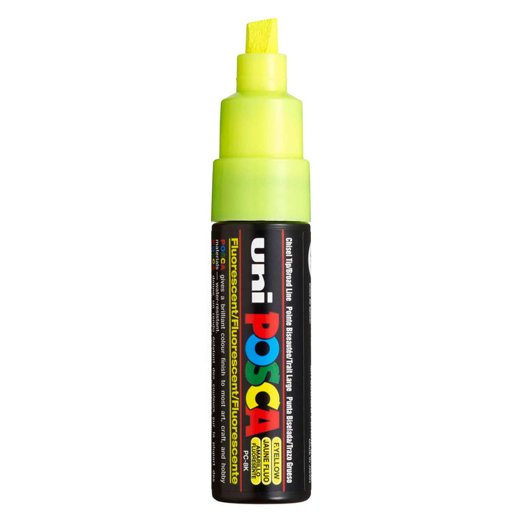 Uni posca verfmarker 8k neon geel- beitelpunt 8mm