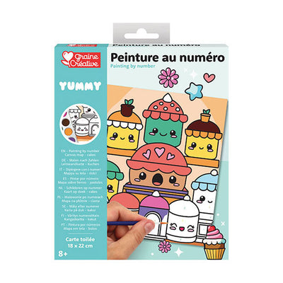 Graine pittura creativa graine con set di numeri torte kawaii - incl. vernice acrilica e pennello