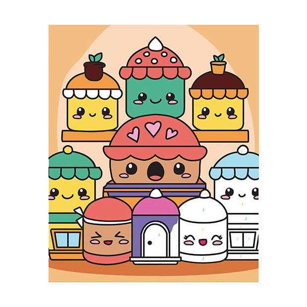 Graine creative graine schilderen op nummer set kawaii cakes - incl. acrylverf en penseel