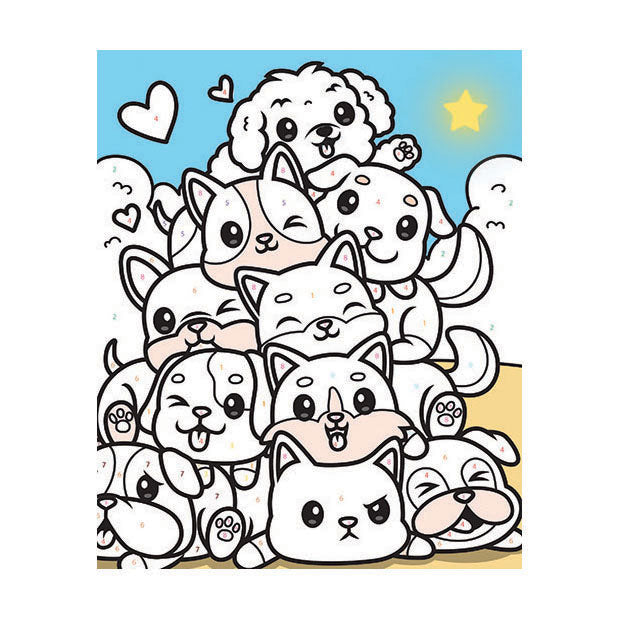 Graine creative graine schilderen op nummer set honden - incl. acrylverf en penseel