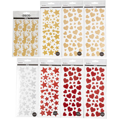 Adesivi glitter Creativ company, foglio 10x24+12x18,5 cm, 8 fogli 1 scatola