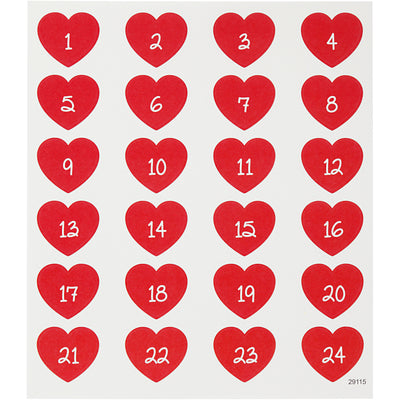 Creative Company Stickers Heart with Number, 1 foglio