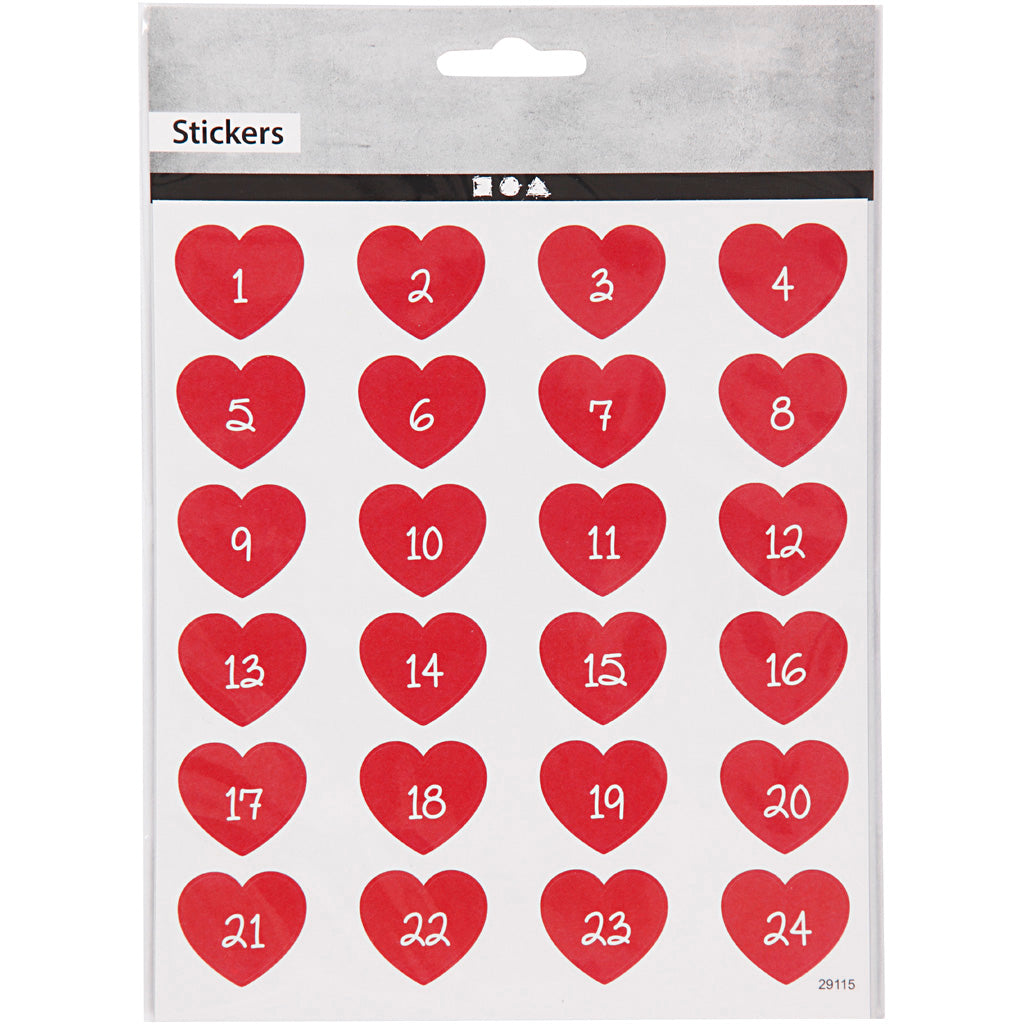 Creativ Company Stickers Heart con número, 1 hoja
