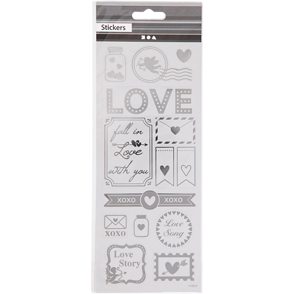 Pegatizas de creativ Company Silver Love, 1 hoja