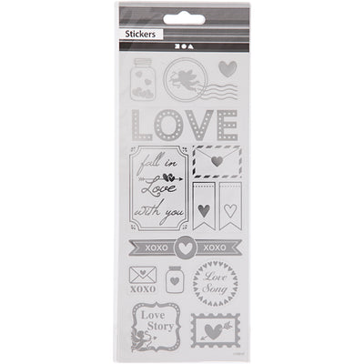Pegatizas de creativ Company Silver Love, 1 hoja