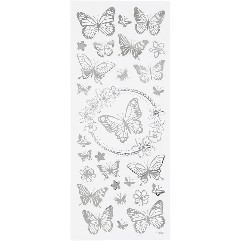 Creativ company stickers zilver vlinders, 1 vel