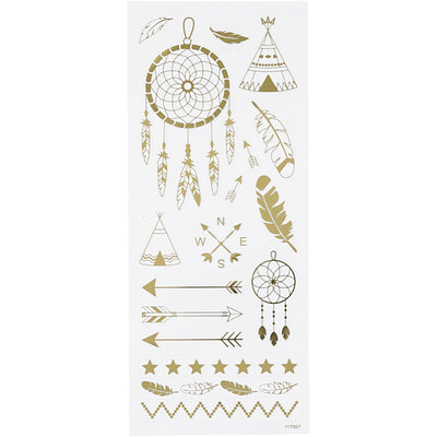 Pegatinas de empresa Creativ, indios, hoja 10x24 cm, aprox. 17 piezas, oro, 1 hoja