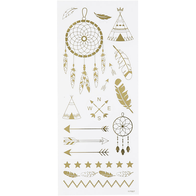 Pegatinas de empresa Creativ, indios, hoja 10x24 cm, aprox. 17 piezas, oro, 1 hoja