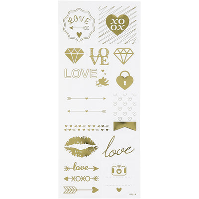 Pegatinas de empresa Creativ, amor, hoja 10x24 cm, aprox. 14 piezas, oro, 1 hoja