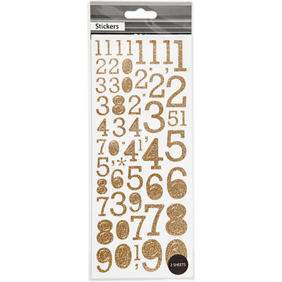 Adesivi glitter Creative Company, numeri, foglio 10x24 cm, oro, 2 fogli 1 scatola