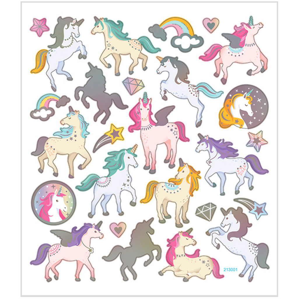 Adesivi aziendali Creativ, unicorni, foglio 15x16,5 cm, ca. 27 pezzi, 1 foglio