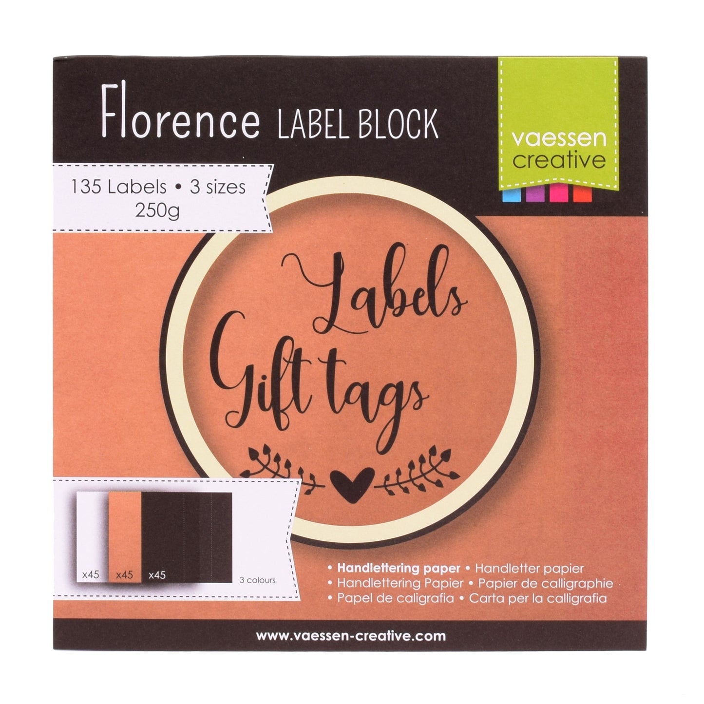 Firenze • blocco etichette 216g bianco nero kraft 135x