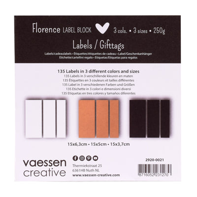 Florence • labelblok 216g wit zwart kraft 135x