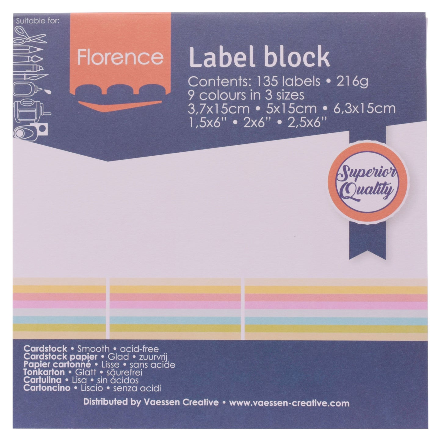 Firenze • blocco etichette 216g pastelli 135x