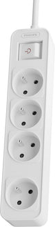 Toma de mesa Philips de 4 vías con interruptor blanco