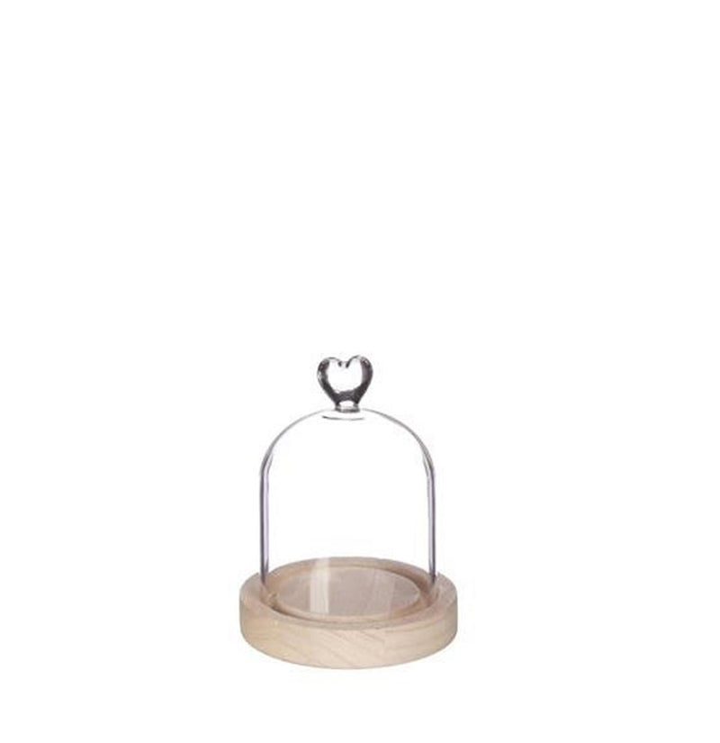 Ideas 4 seasons stolp hart met houten basis ø10xh13cm