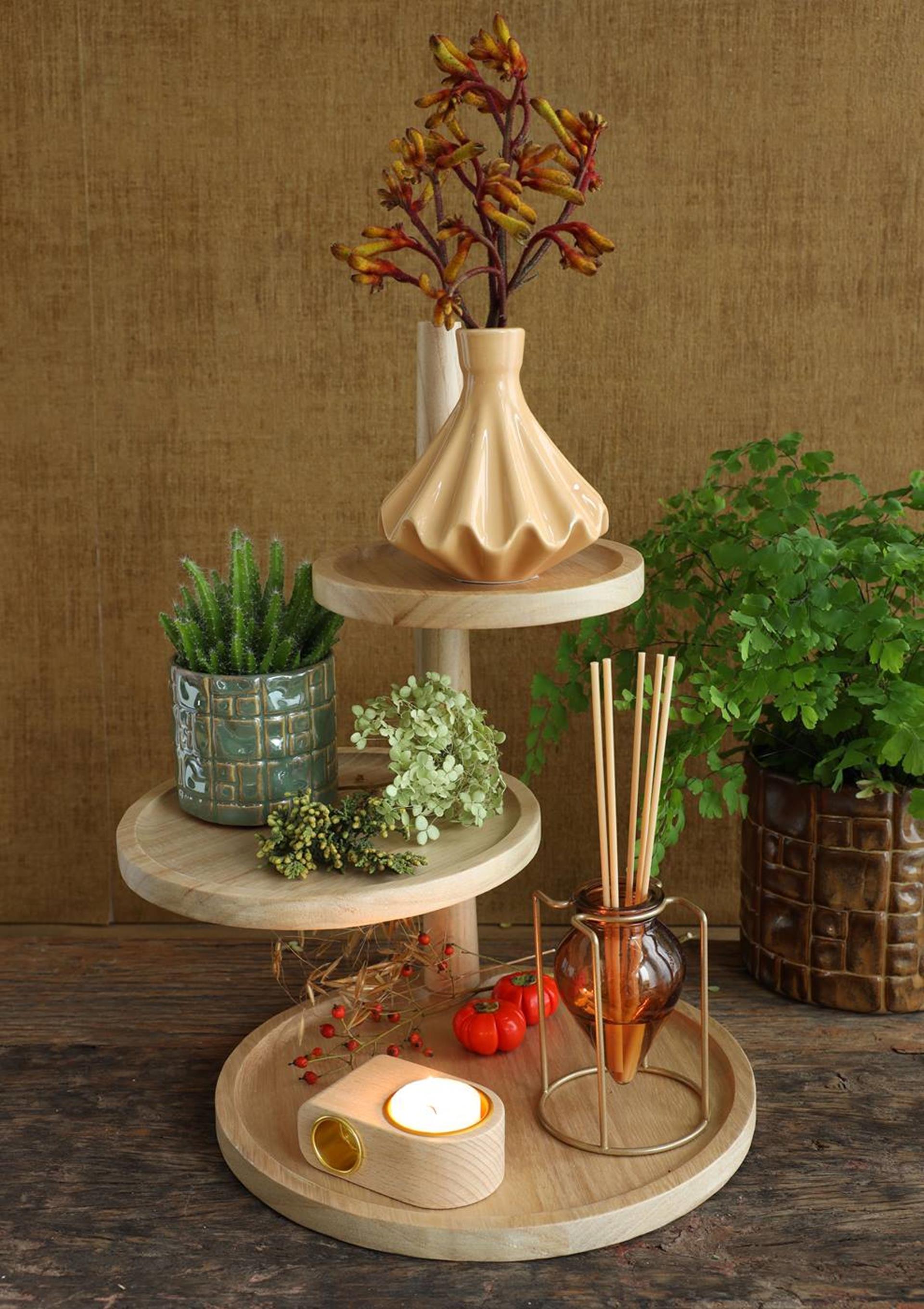 Ideas 4 stagioni etagere legno con 3 ripiani h37, dia 25,5 20,5 15,5 cm