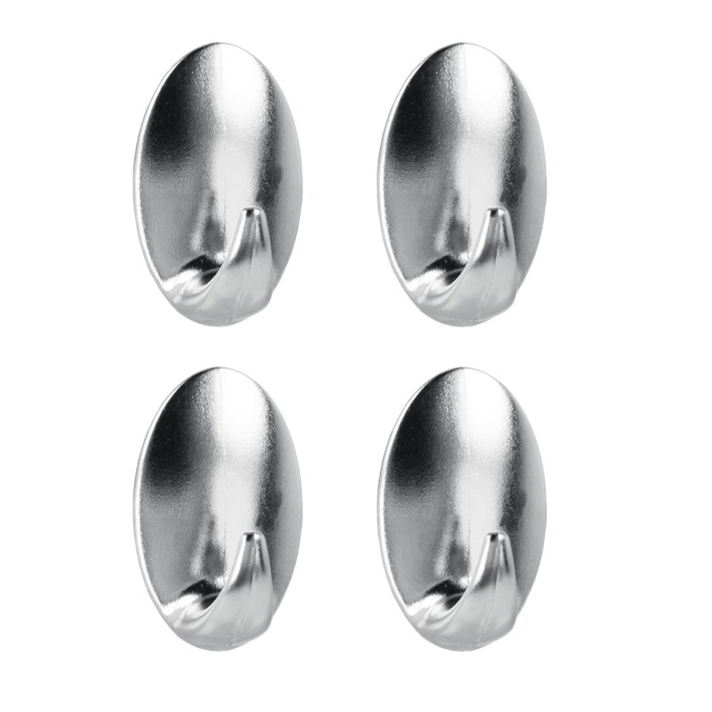 Ganci adesivi metallici 4 pezzi di ovale cromato