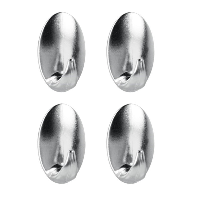 Ganci adesivi metallici 4 pezzi di ovale cromato