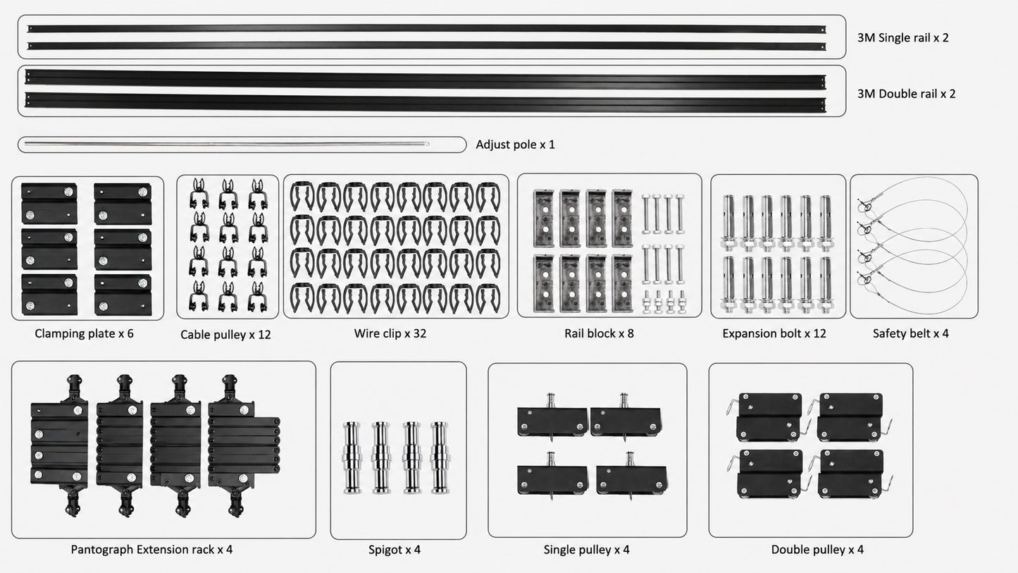 Sistema de rieles de techo Falcon Eyes b-3030d 3x3 m incl. 4 pantógrafos