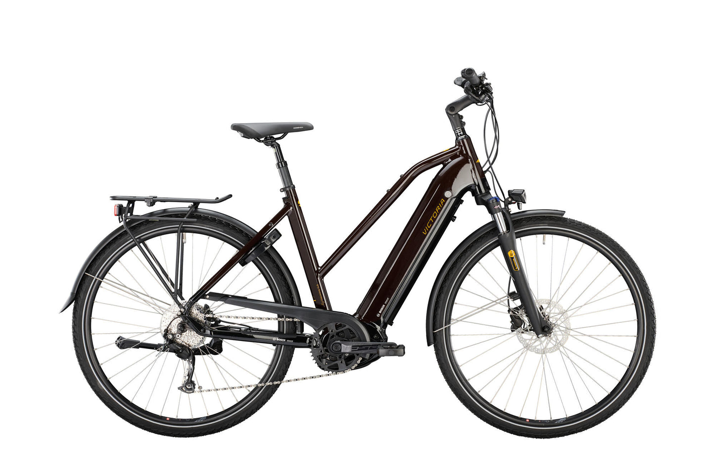 Victoria elektrische trekkingfiets etrekking 12.8 mod. 22 ebike vict. e-trek. 12.8 28 48 trap. 9sp brown