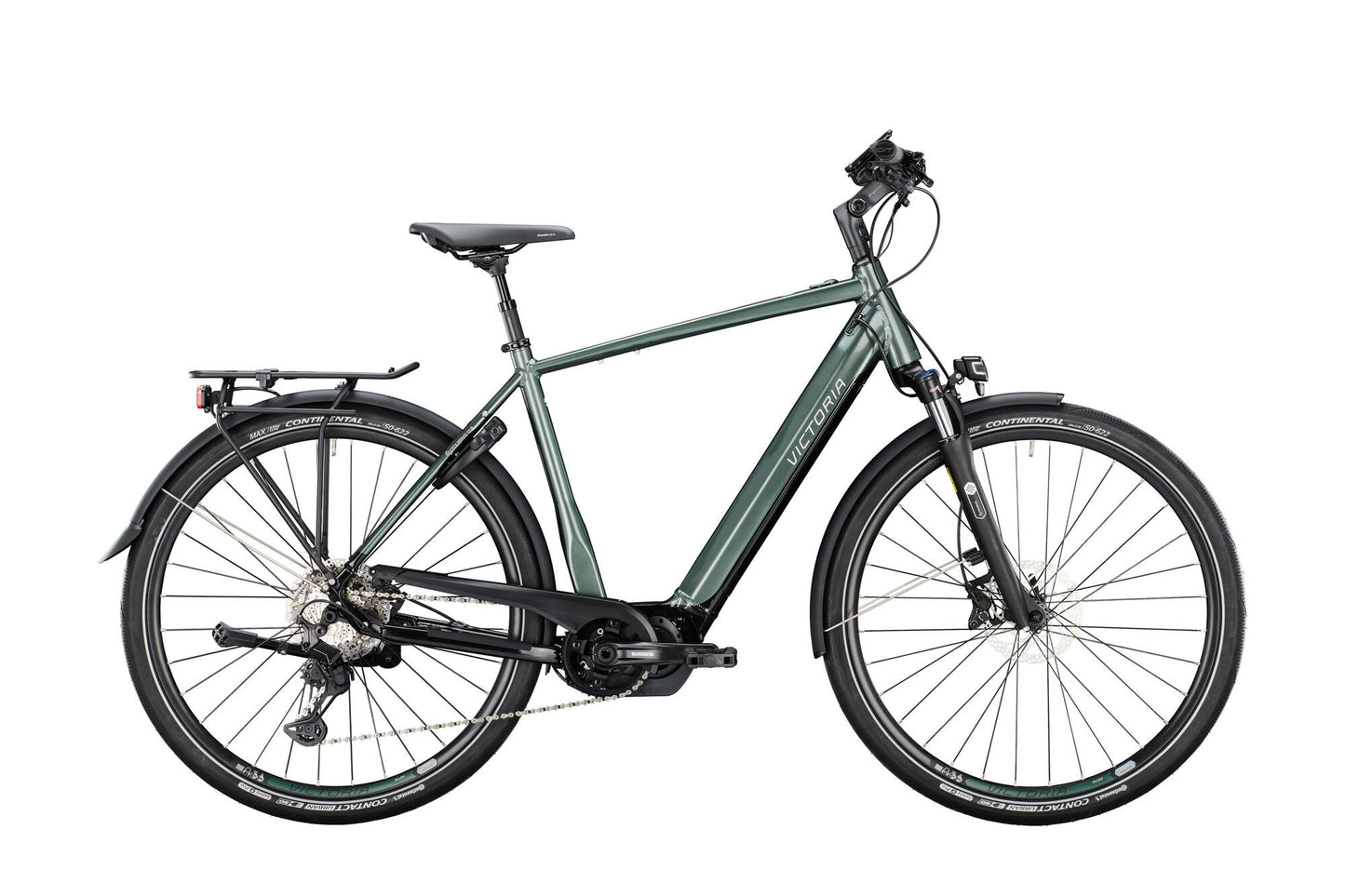Bicicleta trekking eléctrica victoria etouring 12.9 mod. 22 víctimas de bicicletas eléctricas. recorrido electrónico. 12,9 28 50 diámetro. 11sp verde