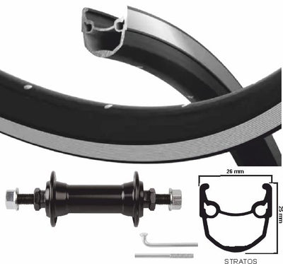 Kgs voorwiel 28 inch (622) velg ryde stratos zilver zwart vaste as