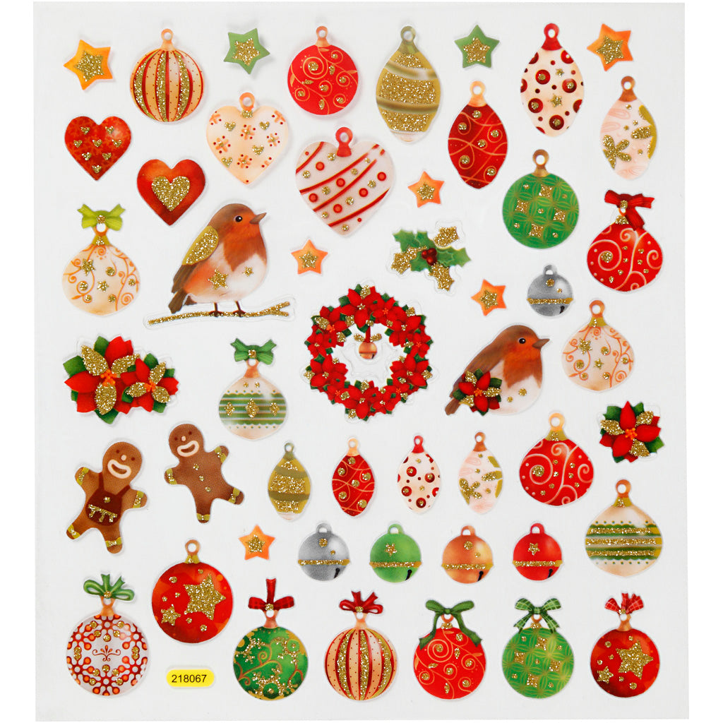 Pegatinas de empresa Creativ, bolas navideñas, hoja 15x16,5 cm, aprox. 50 piezas, 1 hoja