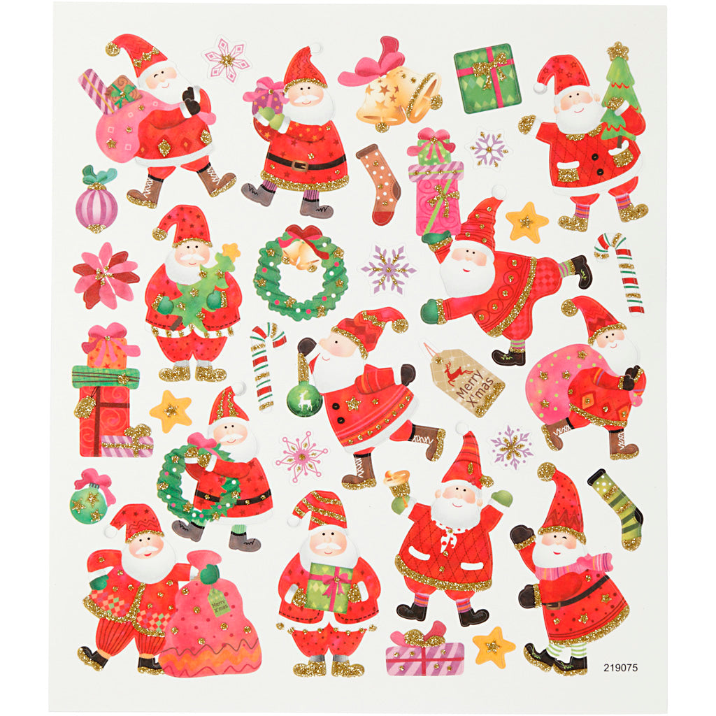 Adesivi aziendali Creativ, allegro Babbo Natale, foglio 15x16,5 cm, ca. 33 pezzi, 1 foglio