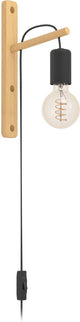 Eglo pockley wandlamp - e27 - 29,5 cm - bruin zwart