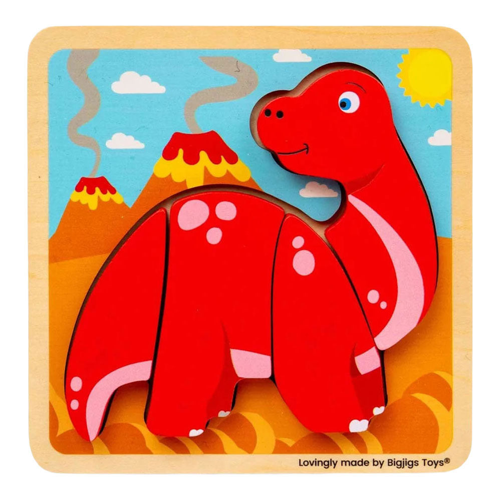 Puzzle Bigjigs a forma di diplodoco in legno - 4 pz.