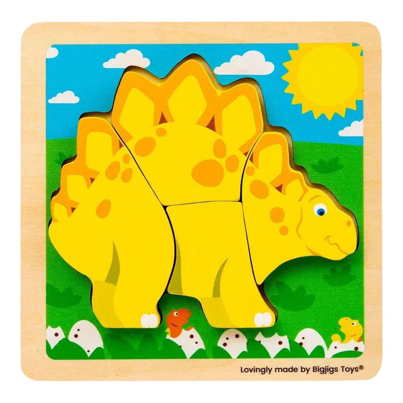 Puzzle Bigjigs a forma di stegosauro in legno - 4 pezzi.